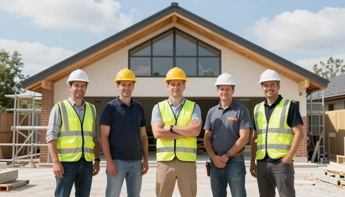 Builders working on a hip-to-gable loft conversion