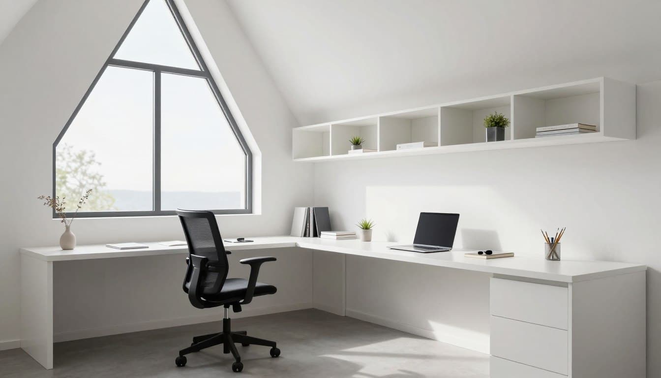 Home office in a bright loft conversion